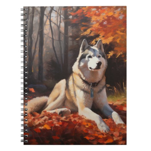 Siberische Husky in de herfst laat Herfst inspirer Notitieboek (Voorkant)
