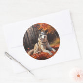 Siberische Husky in de herfst laat Herfst inspirer Ronde Sticker (Envelop)