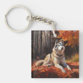Siberische Husky in de herfst laat Herfst inspirer Sleutelhanger (Voorkant)