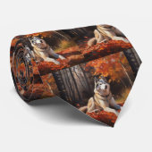 Siberische Husky in de herfst laat Herfst inspirer Stropdas (Opgerold)