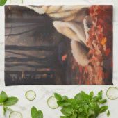 Siberische Husky in de herfst laat Herfst inspirer Theedoek (Gevouwen)