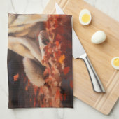 Siberische Husky in de herfst laat Herfst inspirer Theedoek (Quarter Fold)