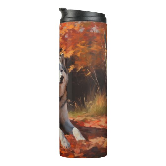 Siberische Husky in de herfst laat Herfst inspirer Thermosbeker (Geroteerd rechts)