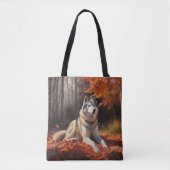 Siberische Husky in de herfst laat Herfst inspirer Tote Bag (Voorkant)