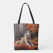 Siberische Husky in de herfst laat Herfst inspirer Tote Bag (Achterkant)