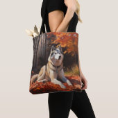 Siberische Husky in de herfst laat Herfst inspirer Tote Bag (Dichtbij)