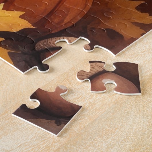 Siberische Husky in de herfst verlaat de Thanksgiv Legpuzzel (Zijkant)