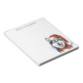 Siberische Husky in een Santa Hat gepersonaliseerd Notitieblok (Schuin)