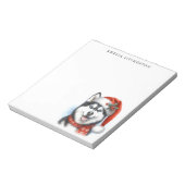 Siberische Husky in een Santa Hat gepersonaliseerd Notitieblok (Linkerzijde)