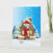 Siberische husky in sneeuw met kerstcadeaus kaart (Voorkant)