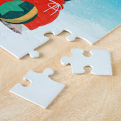 Siberische husky in sneeuw met kerstcadeaus legpuzzel (Zijkant)