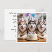 Siberische Husky kaart, Husky kaart, hond verjaard Kaart (Voorkant / Achterkant)