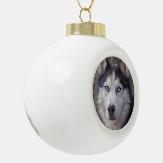 siberische husky keramische bal ornament (Links)