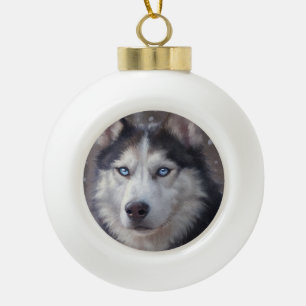 siberische husky keramische bal ornament