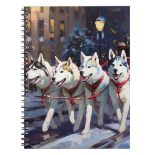 Siberische Husky Kerst Feestelijke Seizoen  Notitieboek
