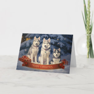 Siberische Husky Kerst Kaart 2