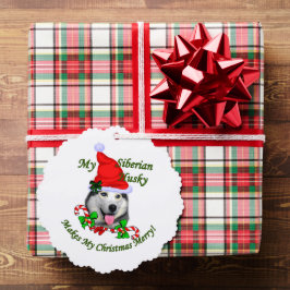 Siberische Husky Kerst Merry Ornament Kaart