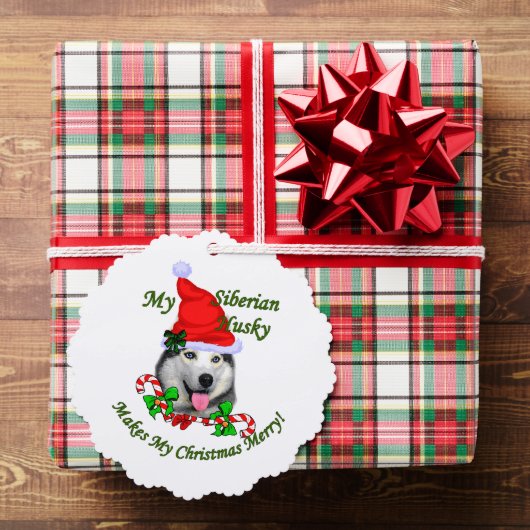 Siberische Husky Kerst Merry Ornament Kaart (Insitu (Geschenk))