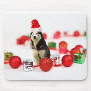Siberische Husky Kerst met Ornament geschenkdoos Muismat