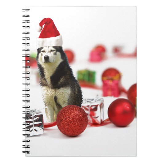 Siberische Husky Kerst met Ornament geschenkdoos Notitieboek (Voorkant)