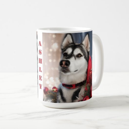 Siberische Husky Kerst Mok (Voorkant rechts)