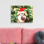 Siberische Husky Kerstboom Ornamenten Sneeuwman Canvas Afdruk (Insitu (Woonkamer))