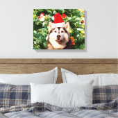Siberische Husky Kerstboom Ornamenten Sneeuwman Canvas Afdruk (Insitu (Slaapkamer))