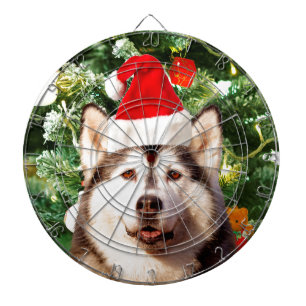 Siberische Husky Kerstboom Ornamenten Sneeuwman Dartbord