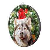 Siberische Husky Kerstboom Ornamenten Sneeuwman Dartbord (Voorkant Rechts)