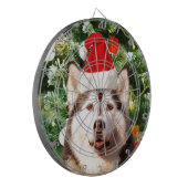 Siberische Husky Kerstboom Ornamenten Sneeuwman Dartbord (Voorkant Links)