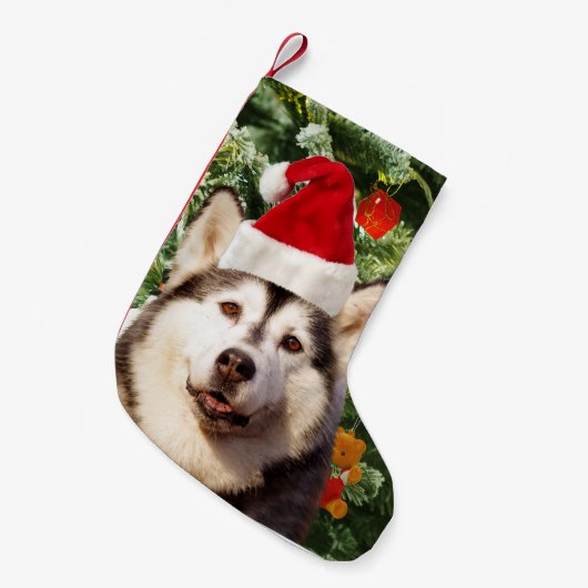 Siberische Husky Kerstboom Ornamenten Sneeuwman Kleine Kerstsok (Voorkant (Hangend))