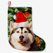Siberische Husky Kerstboom Ornamenten Sneeuwman Kleine Kerstsok (Voorkant)