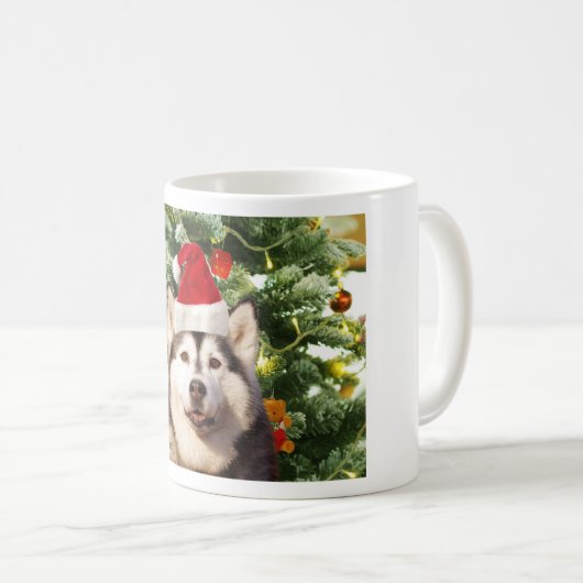 Siberische Husky Kerstboom Ornamenten Sneeuwman Koffiemok (Voorkant rechts)