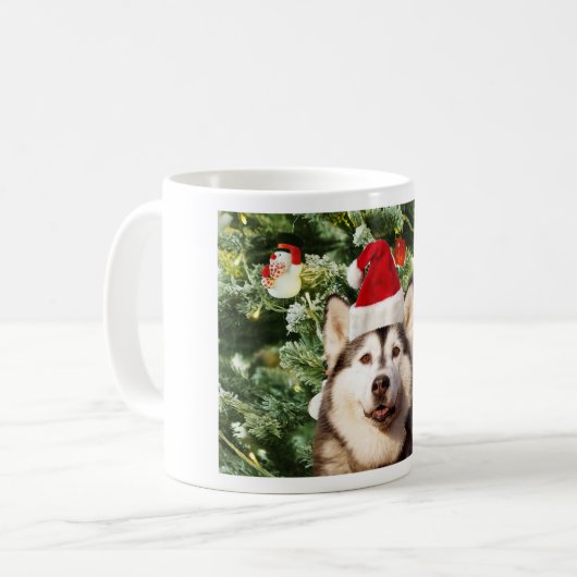 Siberische Husky Kerstboom Ornamenten Sneeuwman Koffiemok (Voorkant links)