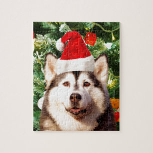 Siberische Husky Kerstboom Ornamenten Sneeuwman Legpuzzel