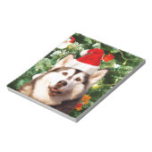 Siberische Husky Kerstboom Ornamenten Sneeuwman Notitieblok (Linkerzijde)