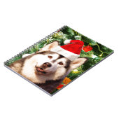 Siberische Husky Kerstboom Ornamenten Sneeuwman Notitieboek (Linkerzijde)