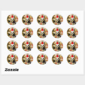 Siberische Husky Kerstboom Pet Ronde Sticker (Vel)