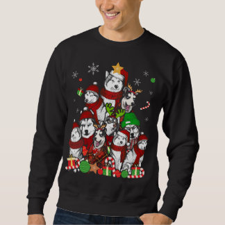 Siberische Husky Kerstboom T Shirt Xmas Gift Do