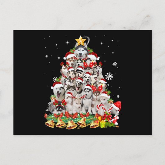 Siberische husky kerstboomverlichting | hondenoorl briefkaart (Voorkant)