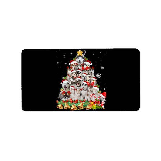 Siberische husky kerstboomverlichting | hondenoorl etiket (Voorkant)