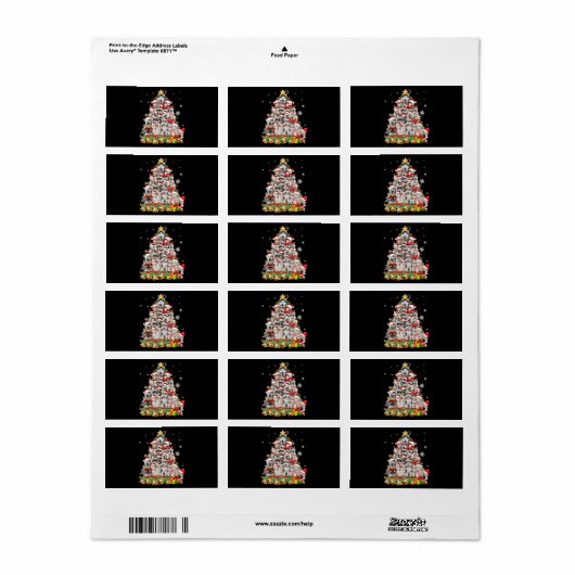 Siberische husky kerstboomverlichting | hondenoorl etiket (Full Sheet)