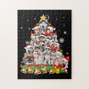 Siberische husky kerstboomverlichting   hondenoorl legpuzzel