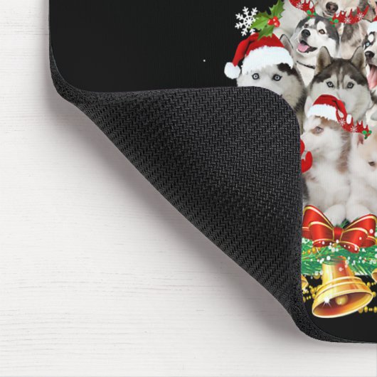 Siberische husky kerstboomverlichting | hondenoorl muismat (Hoek)