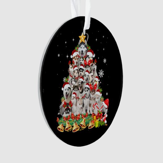 Siberische husky kerstboomverlichting | hondenoorl ornament (voorkant)