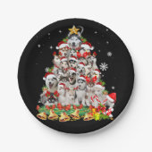Siberische husky kerstboomverlichting | hondenoorl papieren bordje (Voorkant)