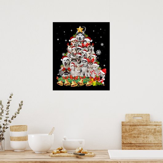 Siberische husky kerstboomverlichting | hondenoorl poster (Keuken)