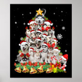Siberische husky kerstboomverlichting | hondenoorl poster (Voorkant)