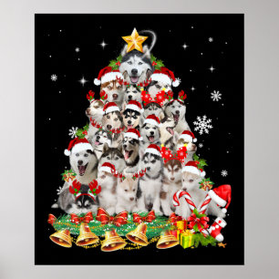 Siberische husky kerstboomverlichting   hondenoorl poster
