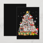 Siberische husky kerstboomverlichting | hondenoorl RSVP kaartje (Voorkant / Achterkant)